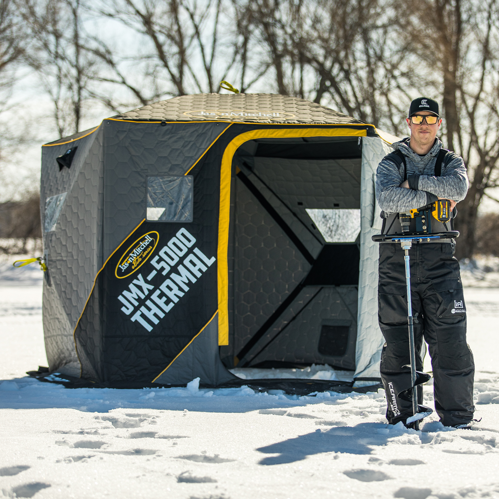 CLAM Jason Mitchell X5000 Portable 9 Ft 6 Person Ice Fishing